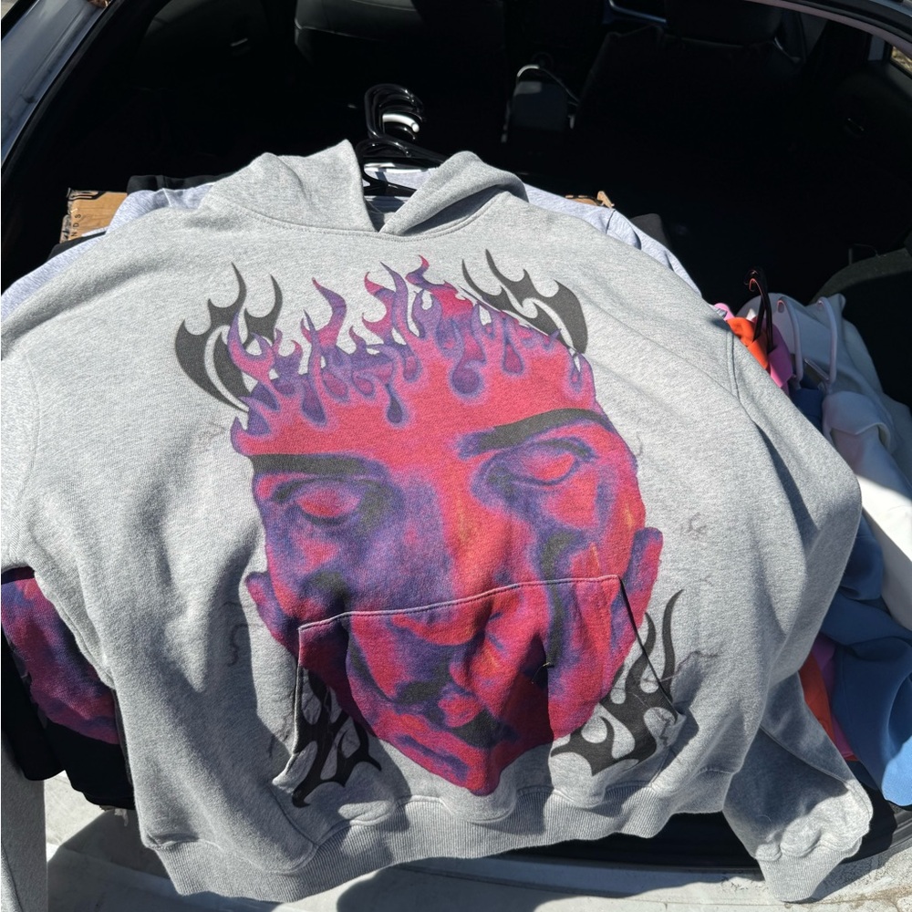Rock & Caleb Grey Hoodie With Design Front & Back